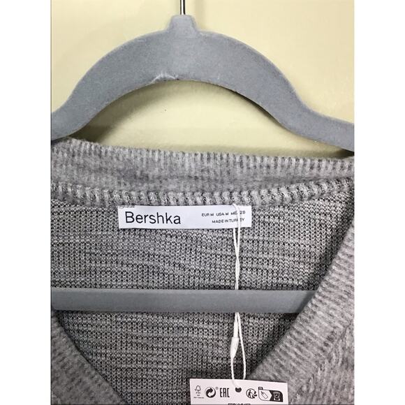 Bershka V-Neck Oversized Sweater Sz. Med light Gray NWT Comfy Oversized Fit - Picture 13 of 14